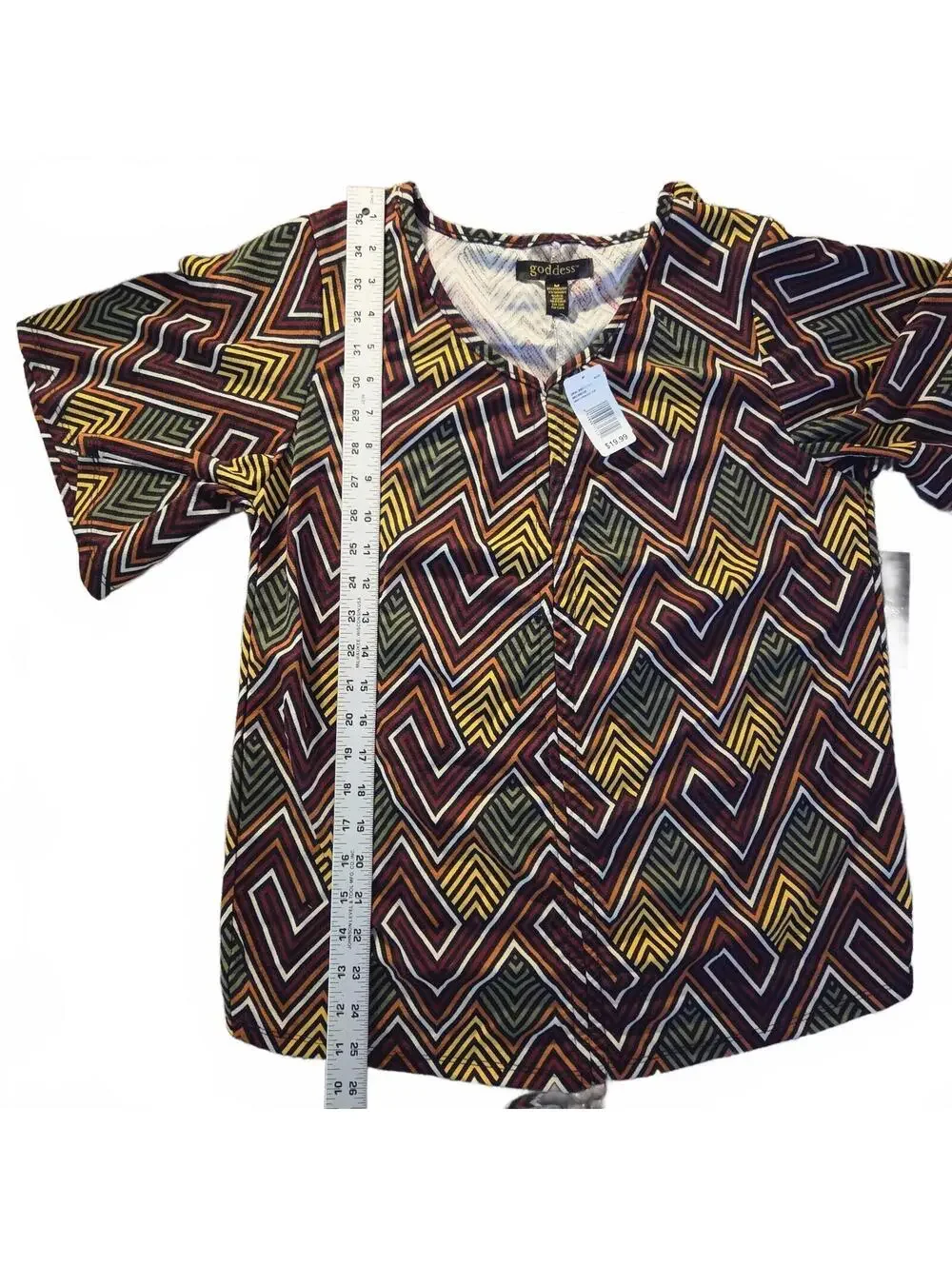 Goddess Geometric Patterned Drawstring Top, Size M - Picture 5 of 7